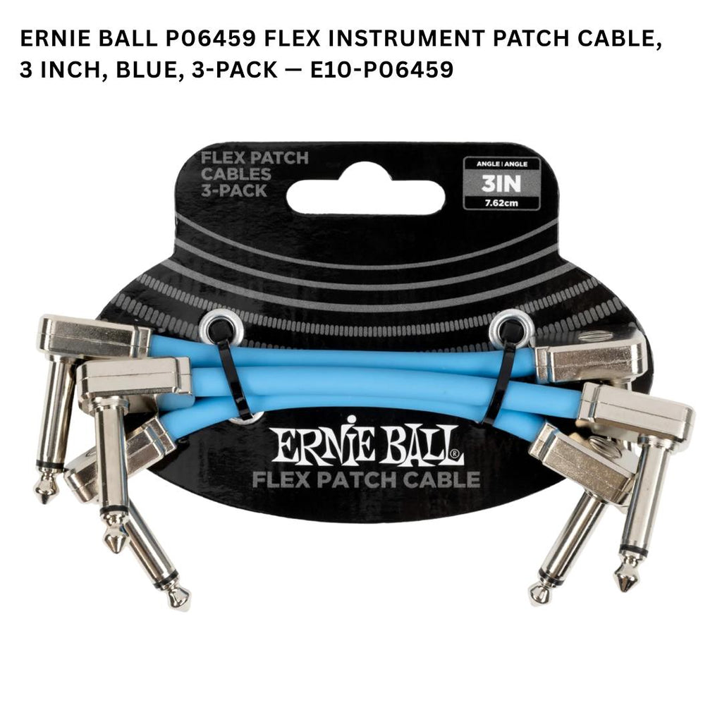 Ernie Ball Flex Instrument Patch Cable, 3, 6 & 12 Inch, 3-Pack - Kabel Patch TS isi 3