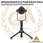 Behringer D2 Podcast Pro Large Diaphgram Dynamic USB/XLR Microphone