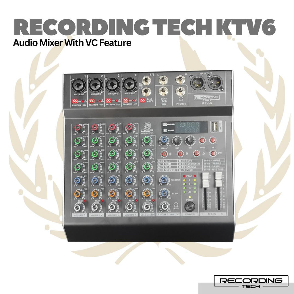 Recording Tech KTV6 With VC Feature - 6 Channel Audio Mixer