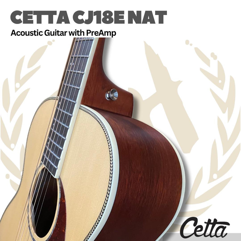 Cetta CJ18E Acoustic Guitar with Pre-Amp - Gitar Akustik Elektrik CJ18E dengan PreAmp