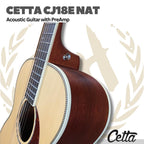 Cetta CJ18E Acoustic Guitar with Pre-Amp - Gitar Akustik Elektrik CJ18E dengan PreAmp