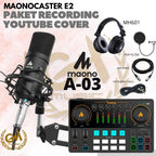 PAKET AME2 RECORDING COVER LAGU STREAMING MAONOCASTER E2 + MIC MAONO | Sound card AM-E2