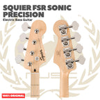 Squier FSR Sonic Precision Bass Guitar w/White Pickguard, Maple FB - Bass Listrik Elektrik Original Asli