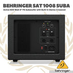 Behringer SAT 1008 SUBA Active 600-Watt 8" PA Subwoofer with Built-In Stereo Crossover