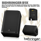 Behringer B1X 250watt Portable Speaker with Built in Battery, Digital Mixer, Effects, Remote Control via iOS/Android Mobile App, Bluetooth Audio Streaming and Wireless Microphone Option | Spiker Karaoke Meeting outdoor
