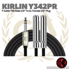 Kirlin Y342PR Y Cable TRS Male 1/4" To 2x Female 1/4" Plug