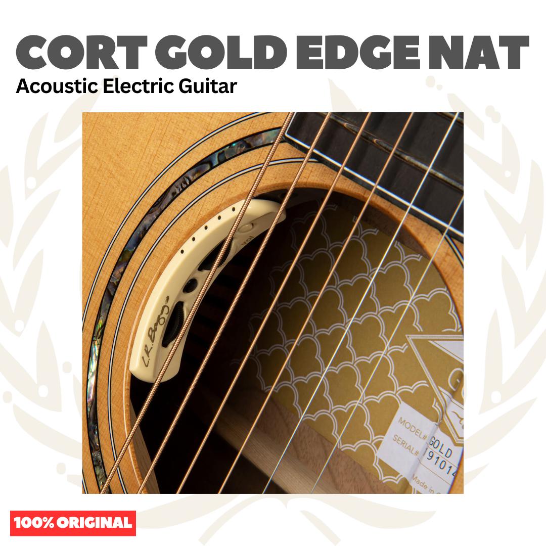Cort Gold Edge Acoustic Electric Guitar w/Case, Natural - Gitar Akustik Elektrik