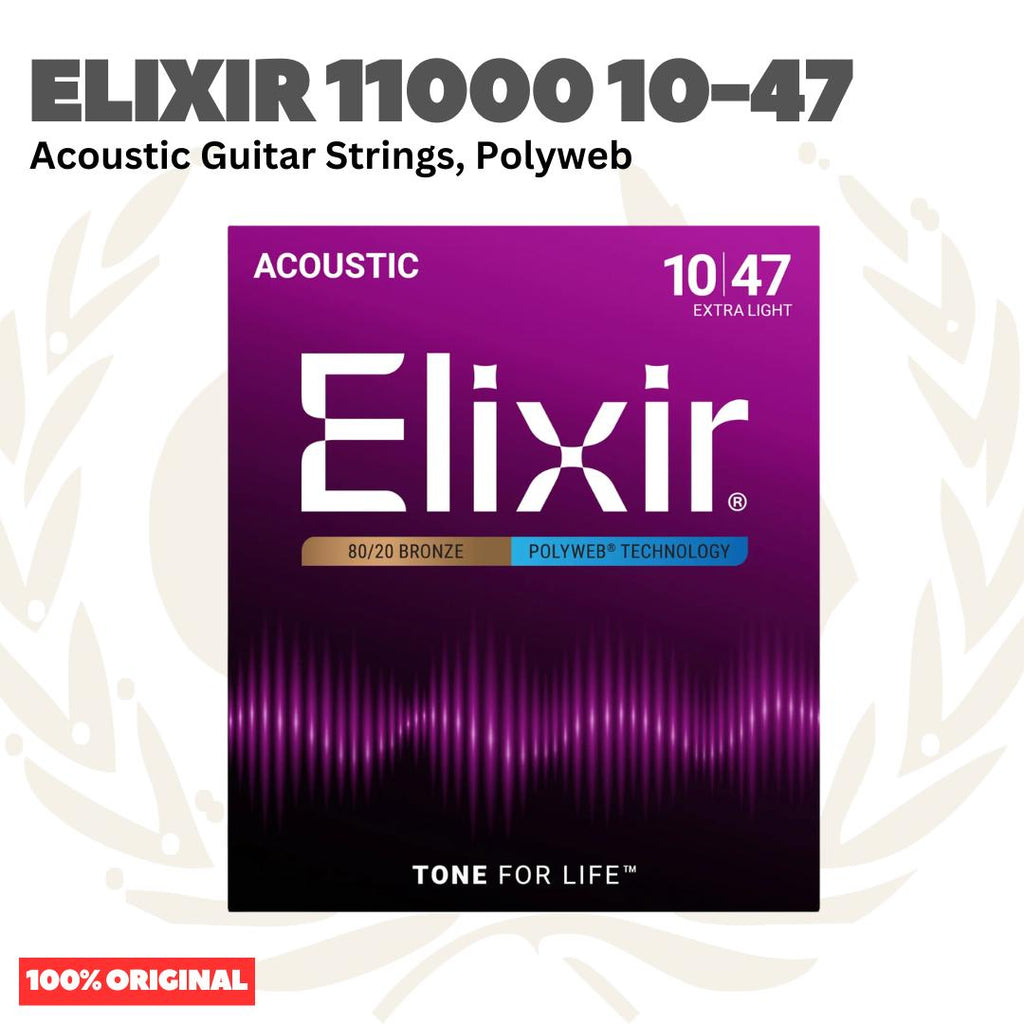 ELIXIR 11000 Polyweb 80/20 Bronze Acoustic Guitar Strings 10-47 - Senar Gitar Akustik