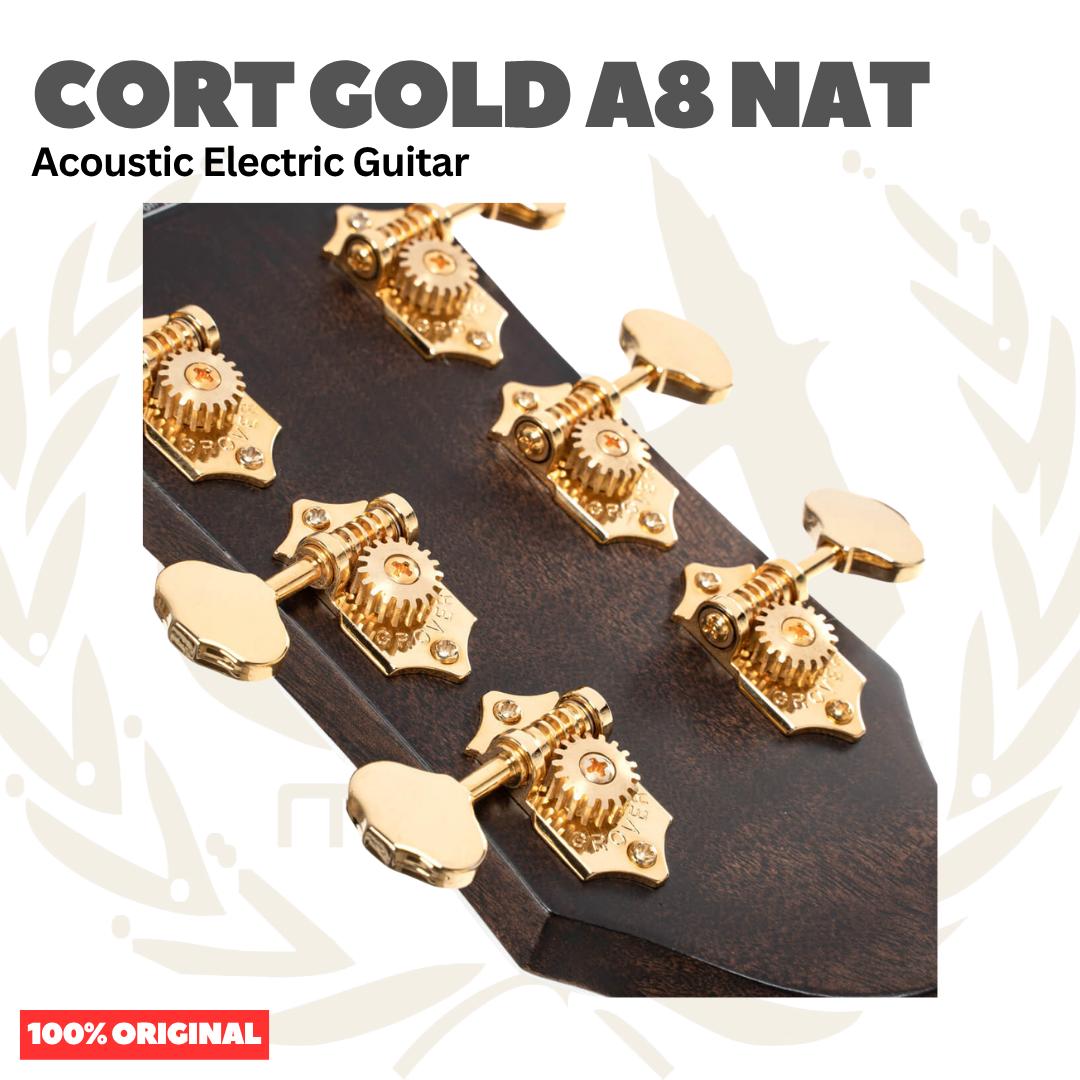 Cort GOLD A8 NAT Acoustic Electric Guitar w/Case - Gitar Akustik Elektrik