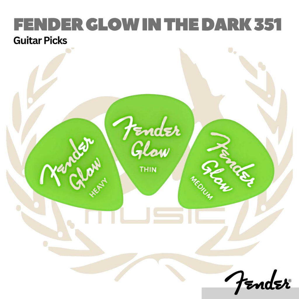 Fender Glow In The Dark 351 Guitar Picks - Pik Gitar Bass Isi 12