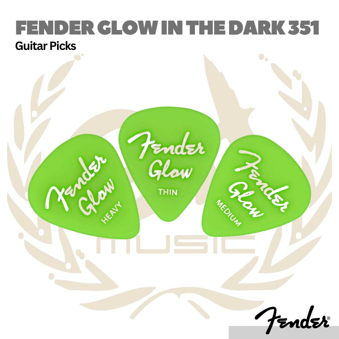 Fender Glow In The Dark 351 Guitar Picks - Pik Gitar Bass Isi 12