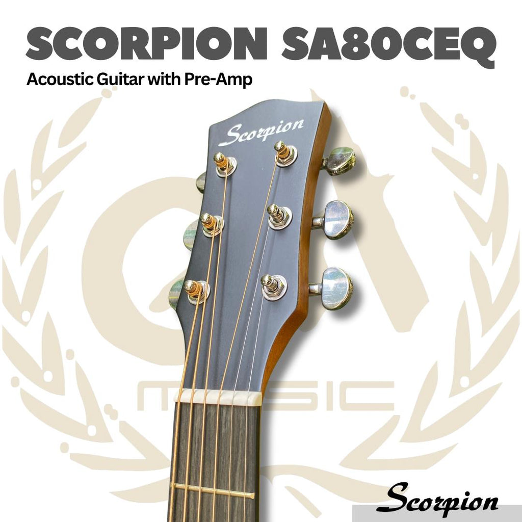 Scorpion SA80CEQ Acoustic Electric Guitar with Pre-Amp | Gitar Akustik Elektrik SA 80CEQ Preamp Original Asli