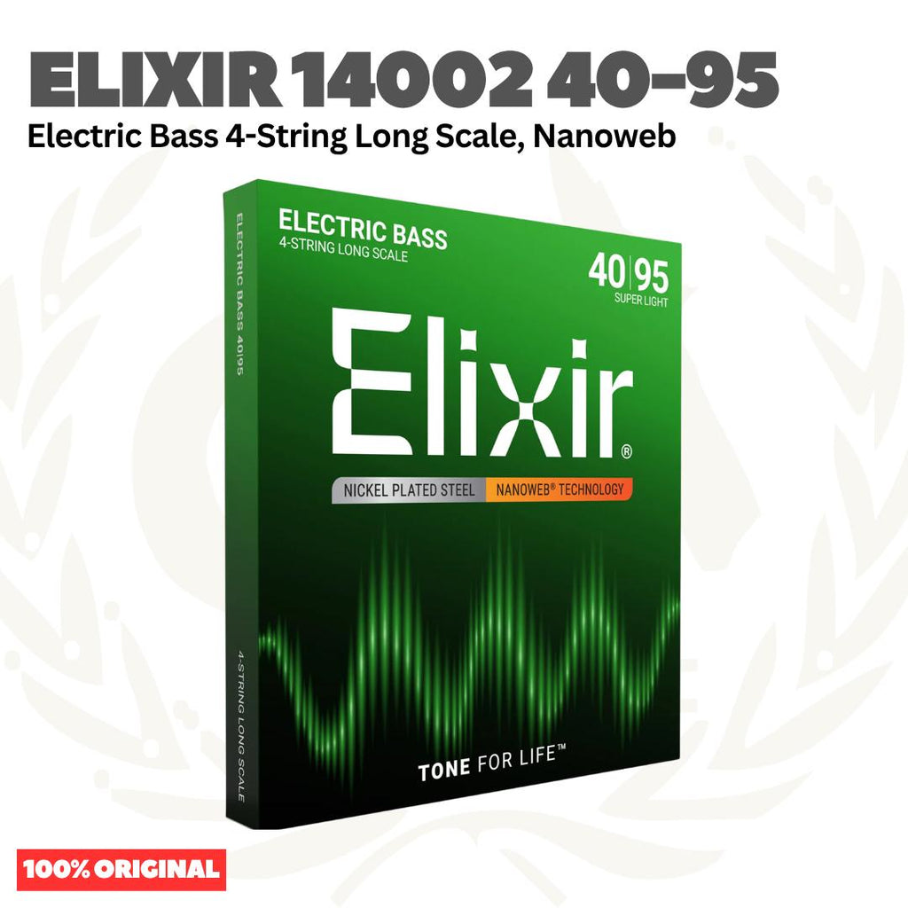 Elixir 14002 40-95 Electric Bass 4-String Long Scale, Nanoweb - Senar Bass