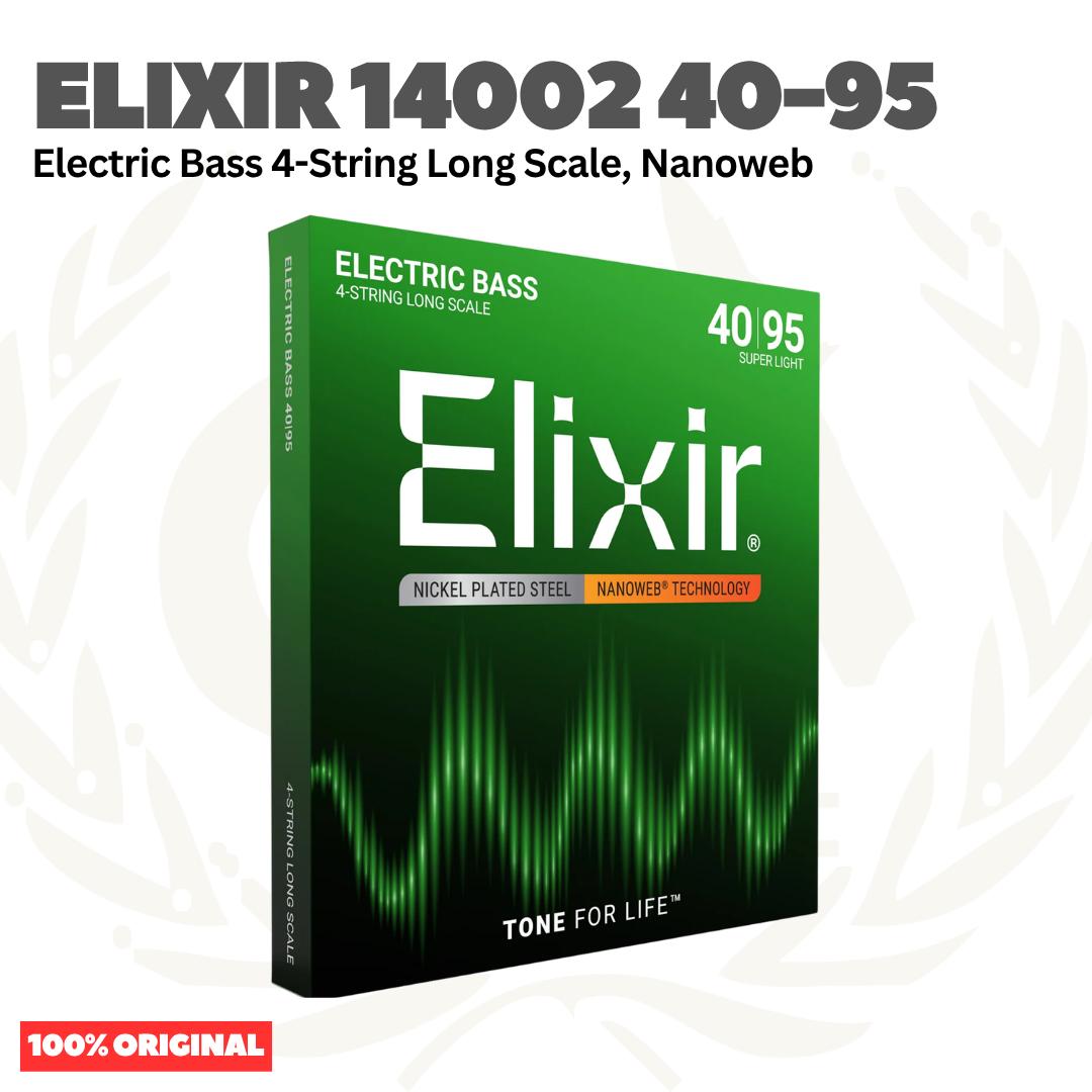 Elixir 14002 40-95 Electric Bass 4-String Long Scale, Nanoweb - Senar Bass