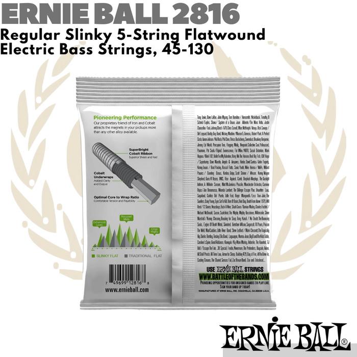 ERNIE BALL 2816 Regular Slinky 5-String Flatwound | Senar Bass 45-130