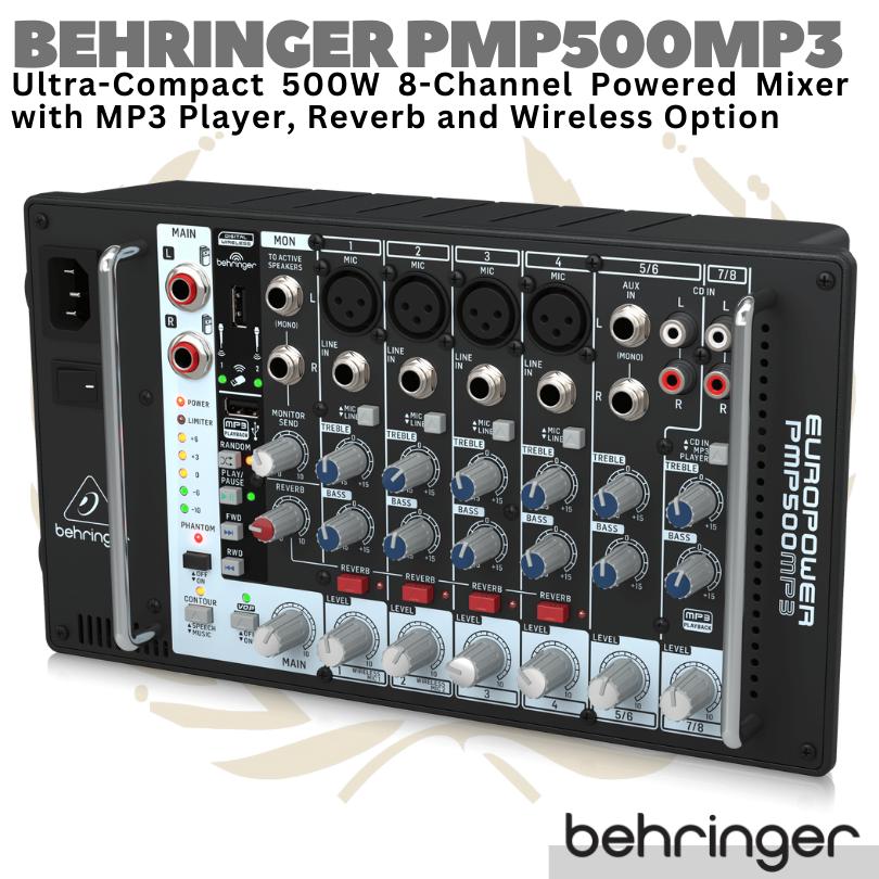 BEHRINGER EUROPOWER PMP500MP3 8 channel 500W Powered Audio Mixer
