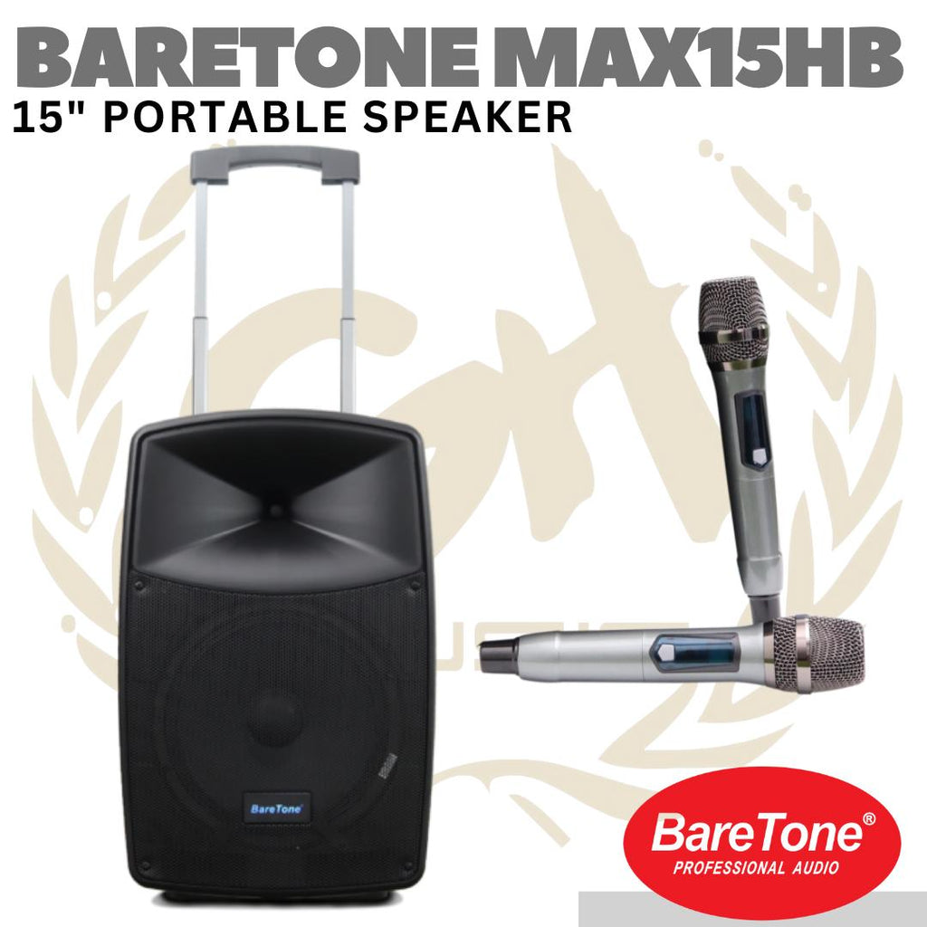 BARETONE MAX15HB 15" Portable Speaker | Spiker Aktif + Mic Wireless
