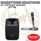 BARETONE MAX15HB 15" Portable Speaker | Spiker Aktif + Mic Wireless