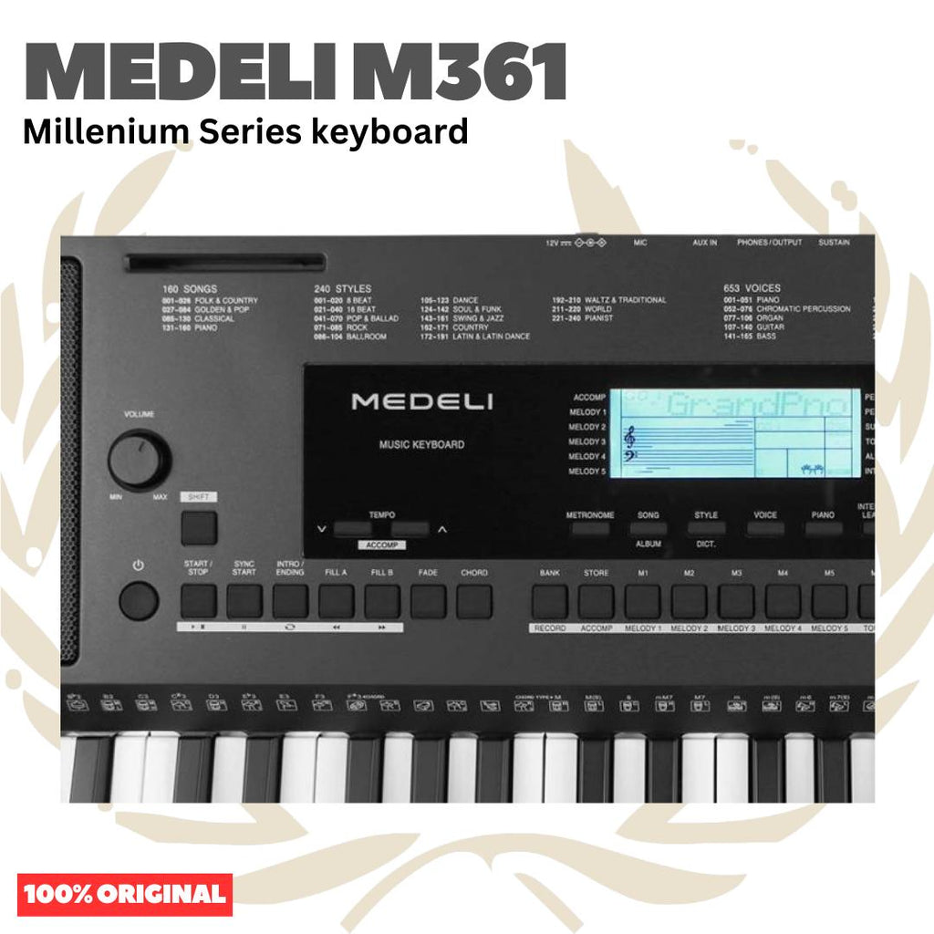 MEDELI M361 61-Keys Millenium Series Keyboard Portable - M 361 Keyboard Original Asli