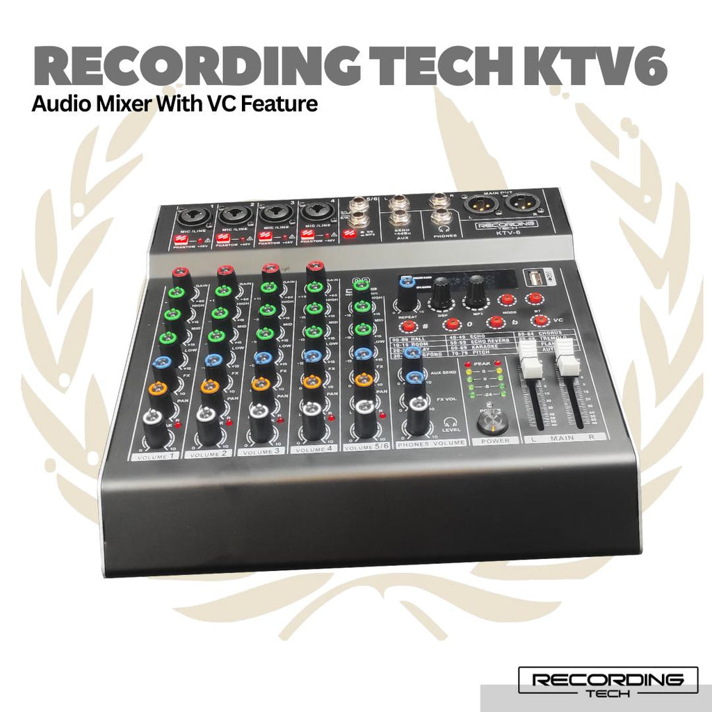 Recording Tech KTV6 With VC Feature - 6 Channel Audio Mixer