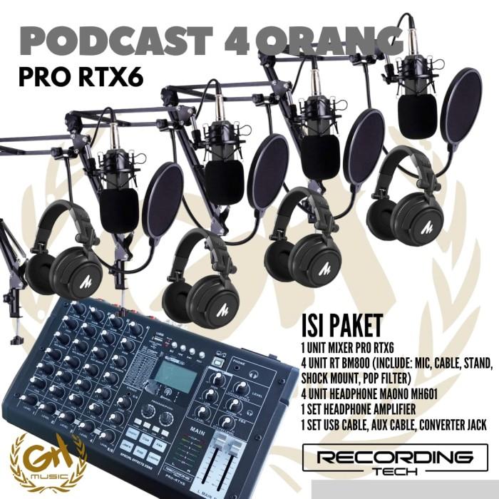 RECORDING TECH PRO RTX6 PLUS RT - BM800, PAKET PODCAST 4 ORANG KOMPLIT
