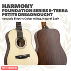 Harmony Foundation Series e-Terra Petite Dreadnought Acoustic Guitar w/Bag - Gitar Akustik Elektrik dg Preamp
