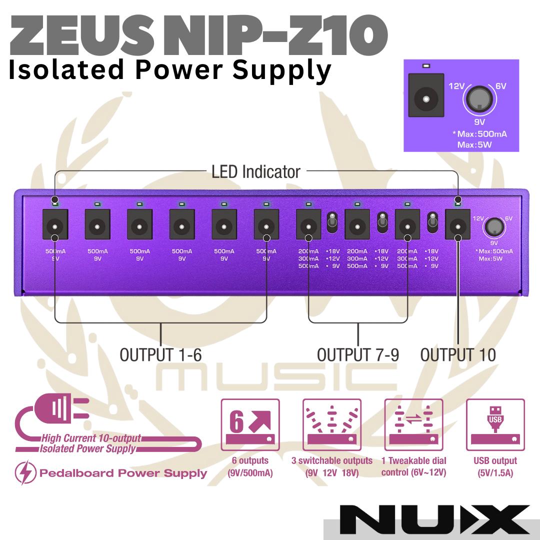 NUX ZEUS NIPZ10 Isolated Power Supply Guitar & Bass Effect | NIP-Z10
