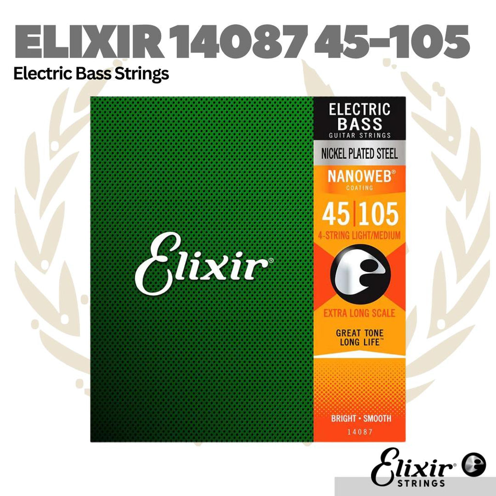 Elixir 14087 Nanoweb Extra Long Scale Electric Bass Strings 045-105 - Senar Bass Elektrik