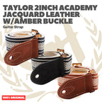 Taylor 2Inch Academy Jacquard Leather Guitar Strap w/Amber Buckle - Strap Gitar