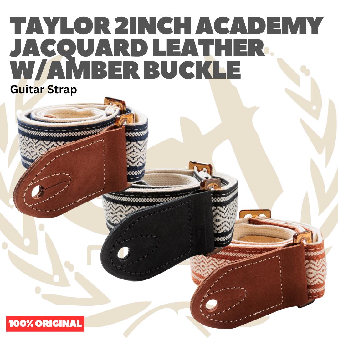 Taylor 2Inch Academy Jacquard Leather Guitar Strap w/Amber Buckle - Strap Gitar