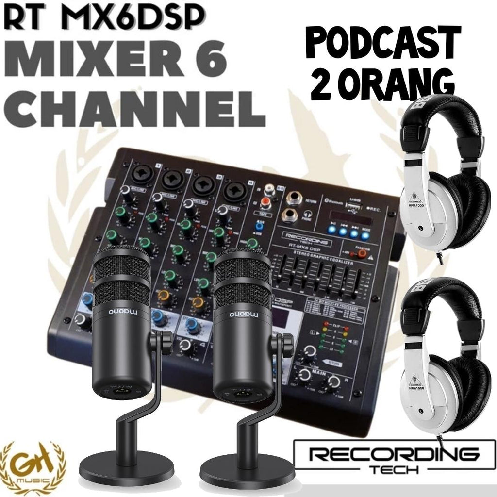 RECORDING TECH MX6DSP PLUS MAONO PD100, PAKET PODCAST 2 ORANG KOMPLIT