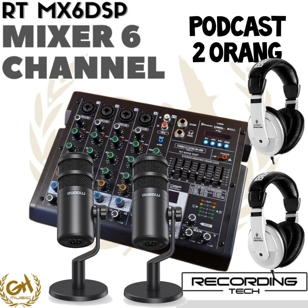 RECORDING TECH MX6DSP PLUS MAONO PD100, PAKET PODCAST 2 ORANG KOMPLIT