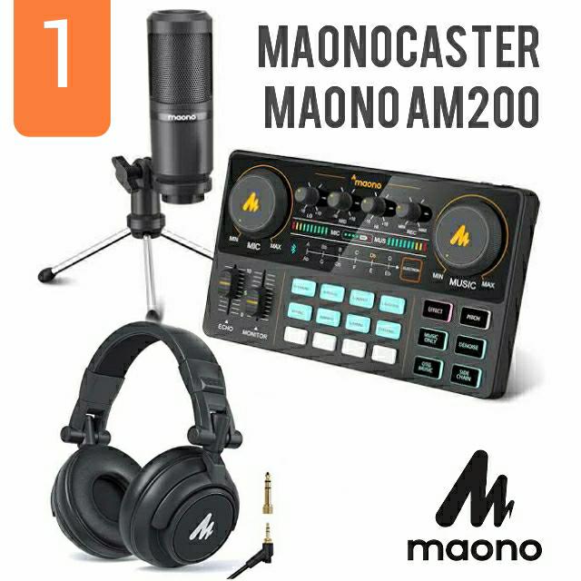 PAKET PODCAST MAONO AM200 PLUS HEADPHONE DAN MIC