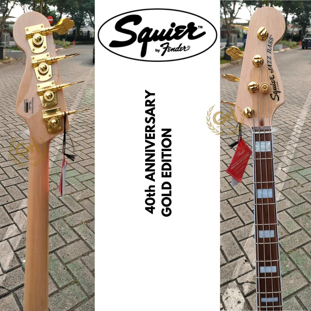 Squier 40th Anniversary Gold Edition Jazz Bass Guitar - BASS ELEKTRIK