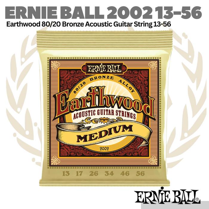 Ernie Ball 2002 Earthwood 80/20 Bronze Acoustic Guitar Strings, 13-56