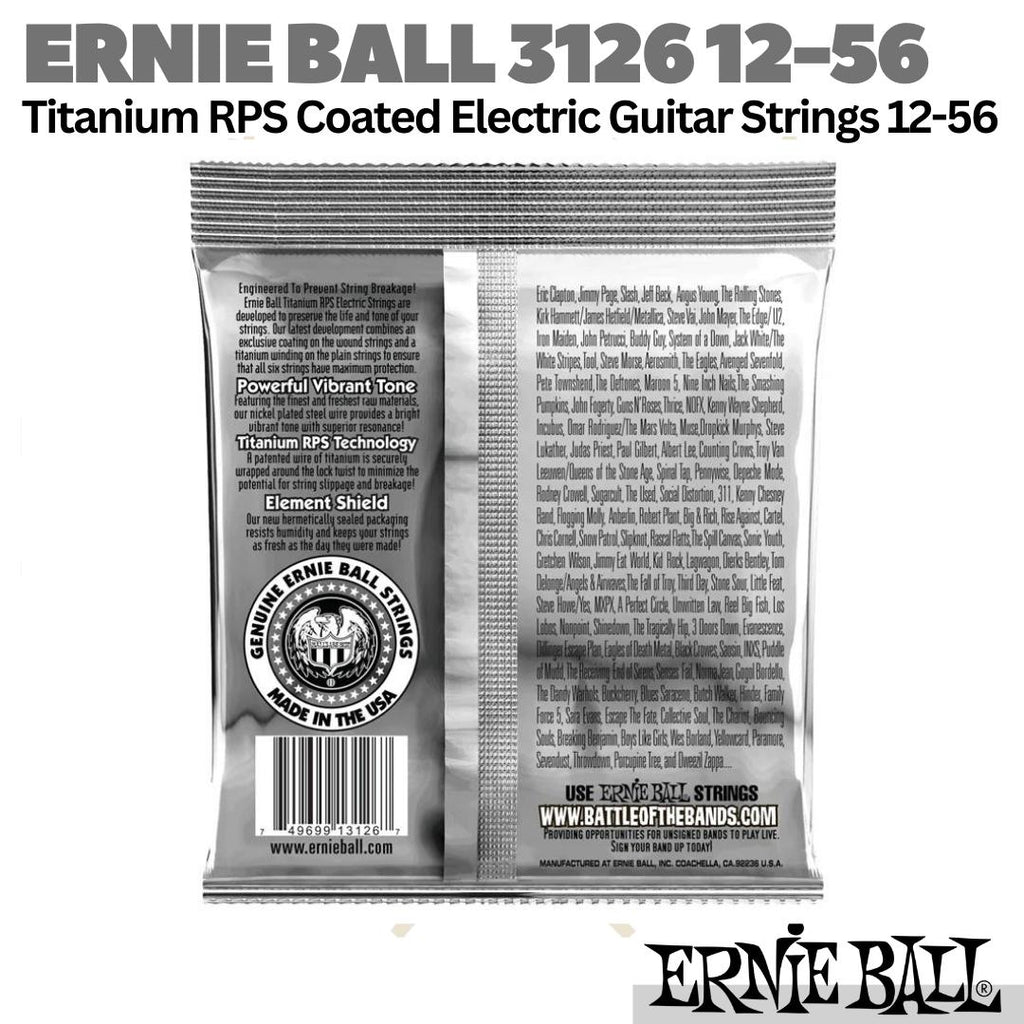 ERNIE BALL 3126 Titanium RPS Coated Electric Guitar Strings 12-56
