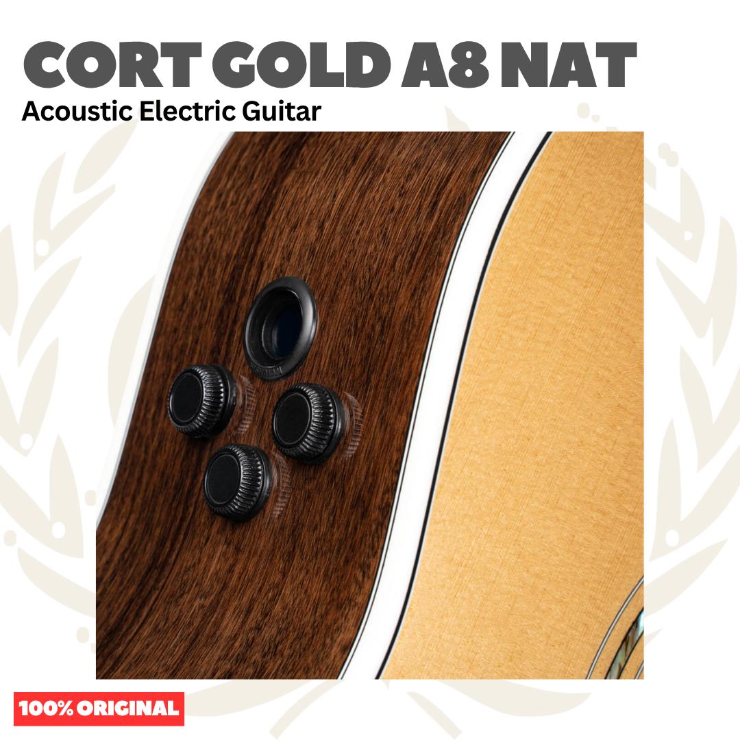 Cort GOLD A8 NAT Acoustic Electric Guitar w/Case - Gitar Akustik Elektrik