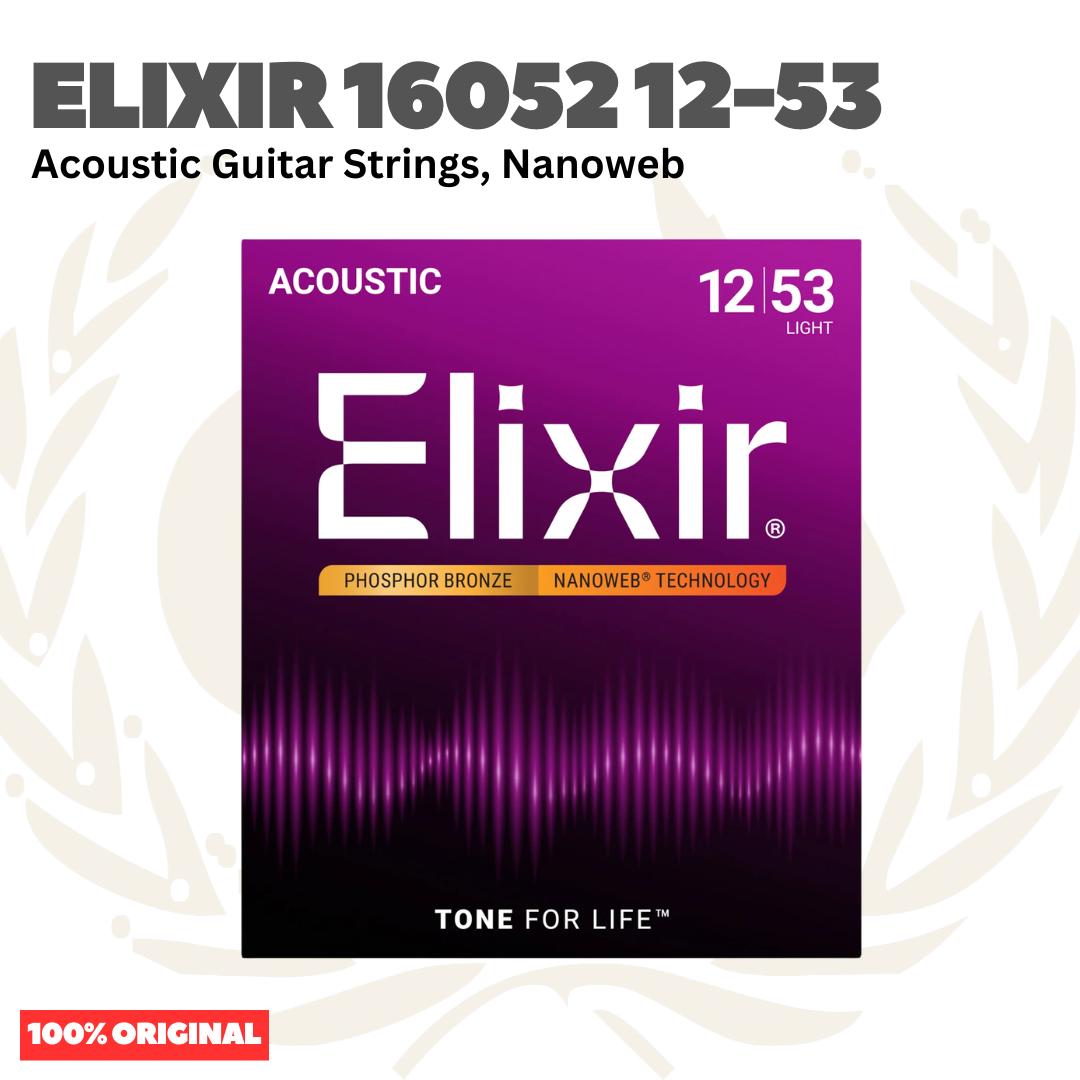 ELIXIR 16052 Nanoweb Phosphor Bronze Acoustic Guitar Strings 12-53 - Senar Gitar Akustik