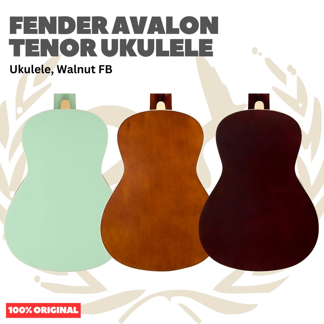 Fender Avalon Tenor Ukulele, Walnut FB - Ukulele 4-senar Original Asli