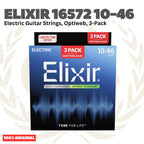 ELIXIR 16572 Optiweb 3-Pack Nickel Plated Steel Light, 10-46 Electric Guitar Strings - Senar Gitar Listrik Elektrik isi 3Pack