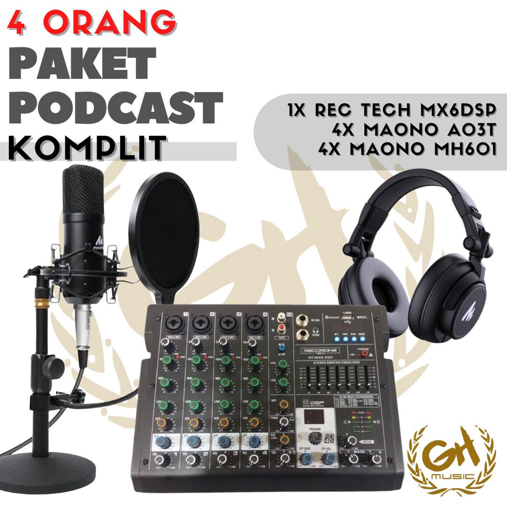 PAKET PODCAST BEREMPAT KOMPLIT MAONO A03T, MAONO MH601 PLUS MIXER