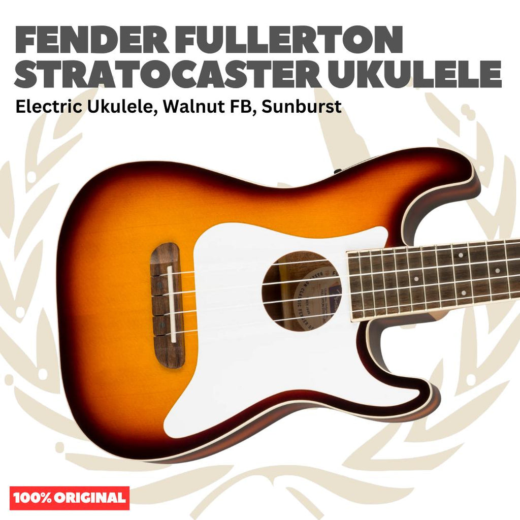 Fender Fullerton Stratocaster Ukulele - Ukulele Elektrik Body Stratocaster Mini 4-Senar With Preamp Original Asli
