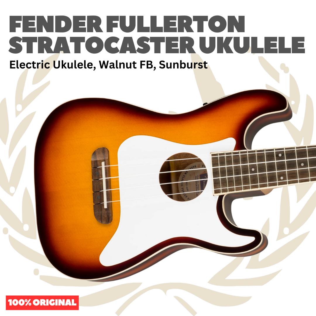 Fender Fullerton Stratocaster Ukulele - Ukulele Elektrik Body Stratocaster Mini 4-Senar With Preamp Original Asli