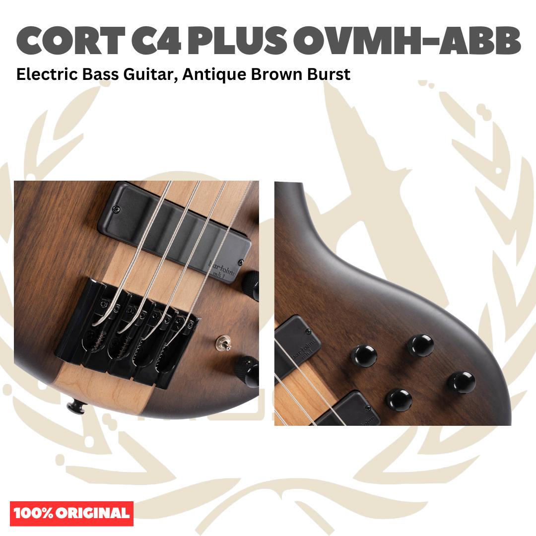 Cort C4 PLUS OVMH-ABB Electric Bass Guitar, Antique Brown Burst - Bass Listrik Electric C-4 Plus OVMHABB Original Asli