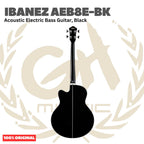 Ibanez AEB8E-BK Acoustic Bass Guitar, Black - Gitar Bass Akustik Elektrik dengan Preamp