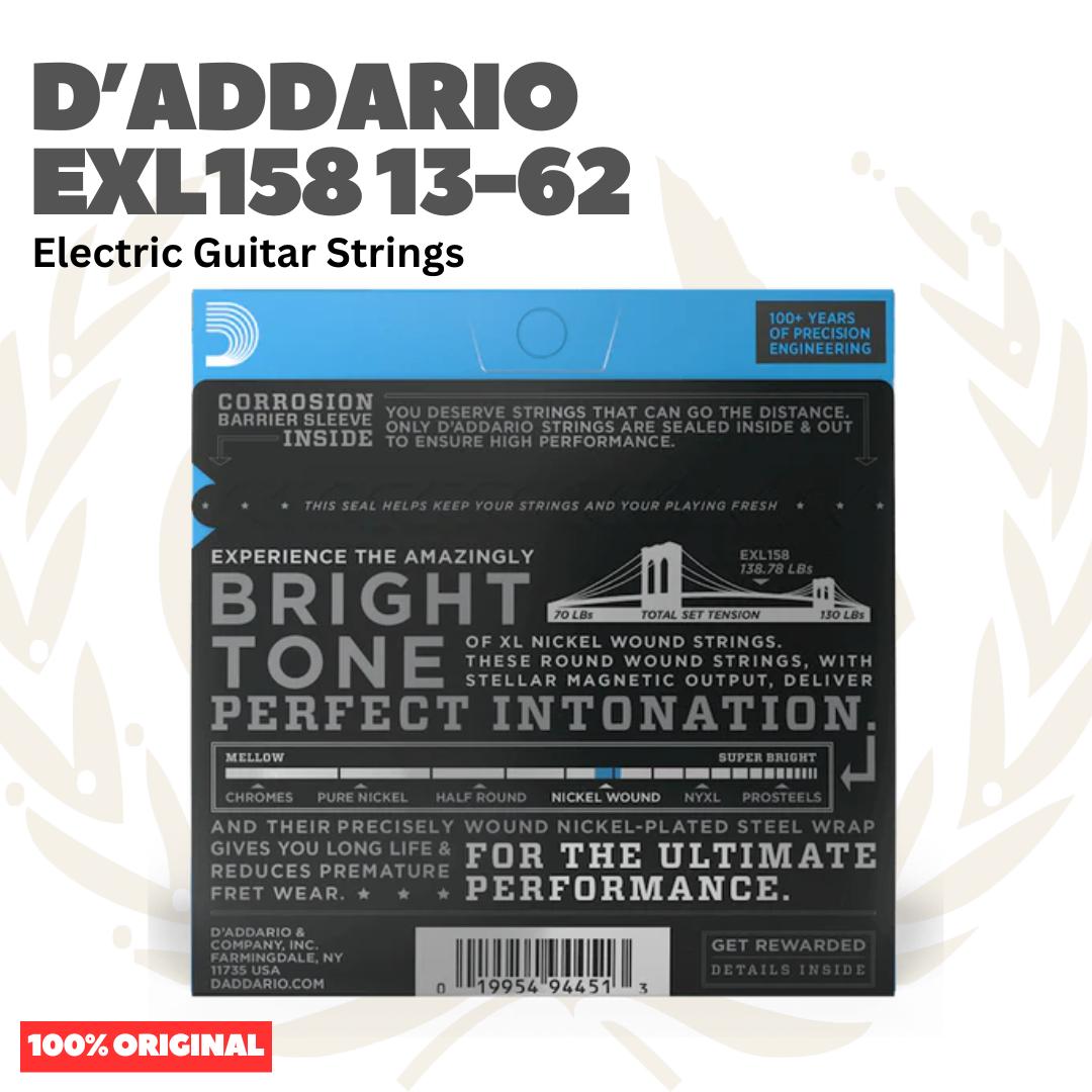 D'Addario EXL158 13-62 Nickel Wound, Baritone Light Gauge Electric Guitar Strings - Senar Gitar Listrik Elektrik EXL 158