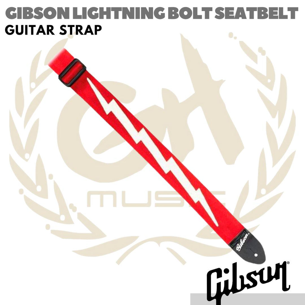 GIBSON LIGHTNING BOLT SEATBELT Guitar Strap | Tali Gitar ASGSBL