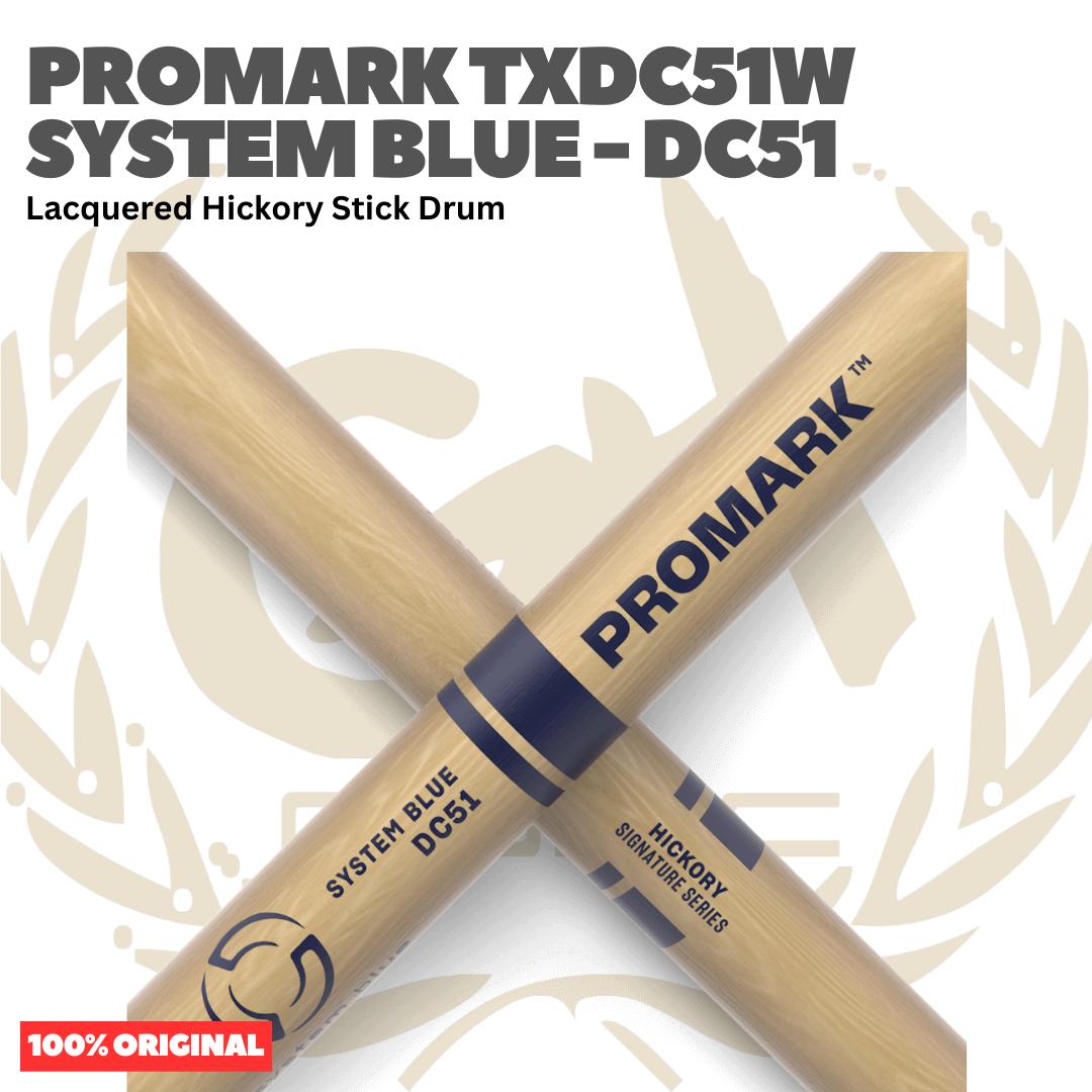 PROMARK DC51-SYS System Blue Lacquered Hickory Stick Drum - TXDC51W Stik Drum Original Asli