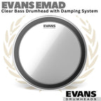 EVANS EMAD Clear Bass Drumhead Batter Damping | 16 18 20 22 24 Inch
