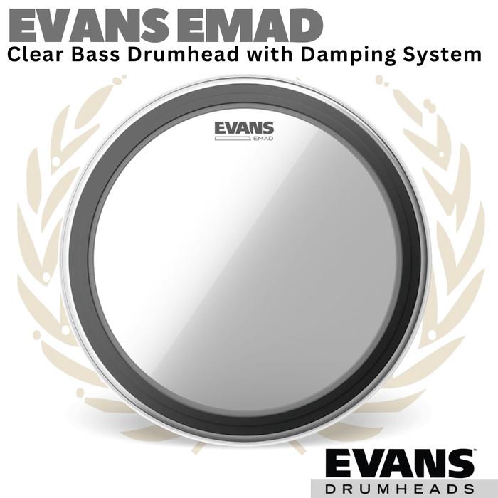 EVANS EMAD Clear Bass Drumhead Batter Damping | 16 18 20 22 24 Inch